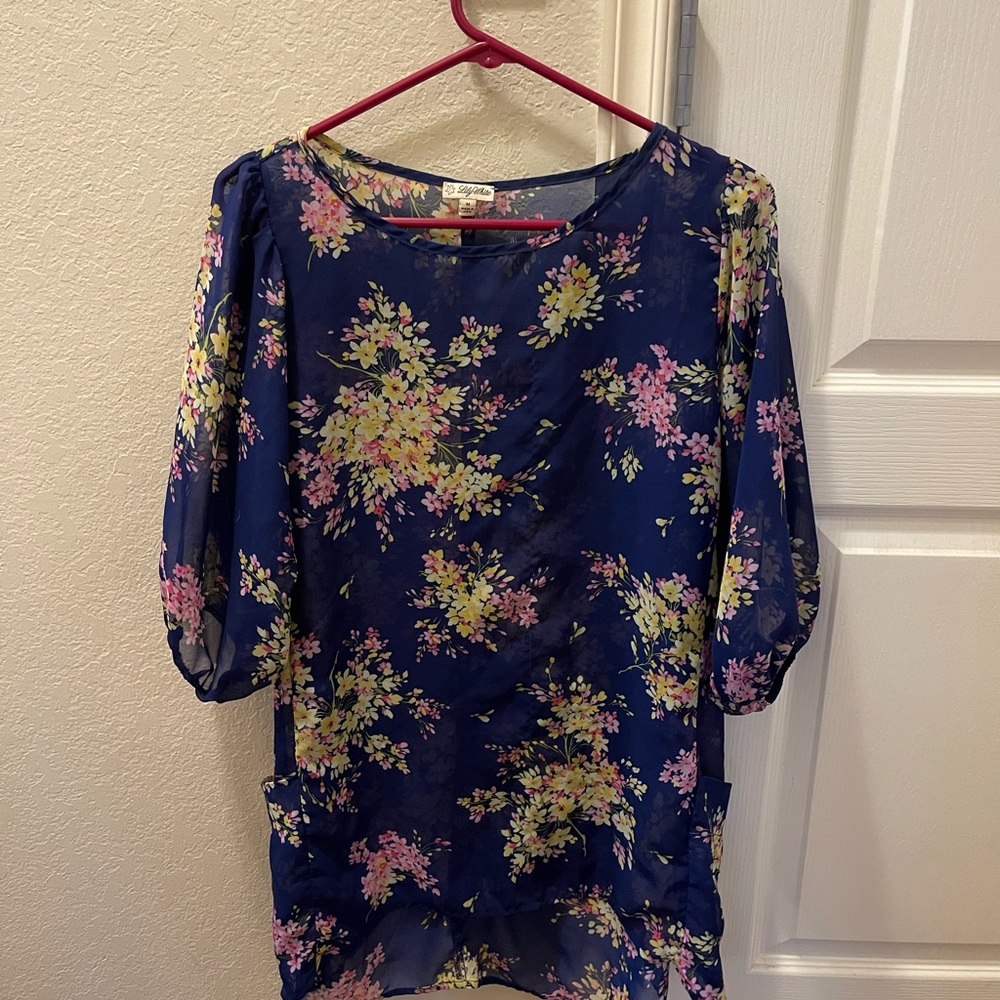 Sheer, floral dress or long shirt